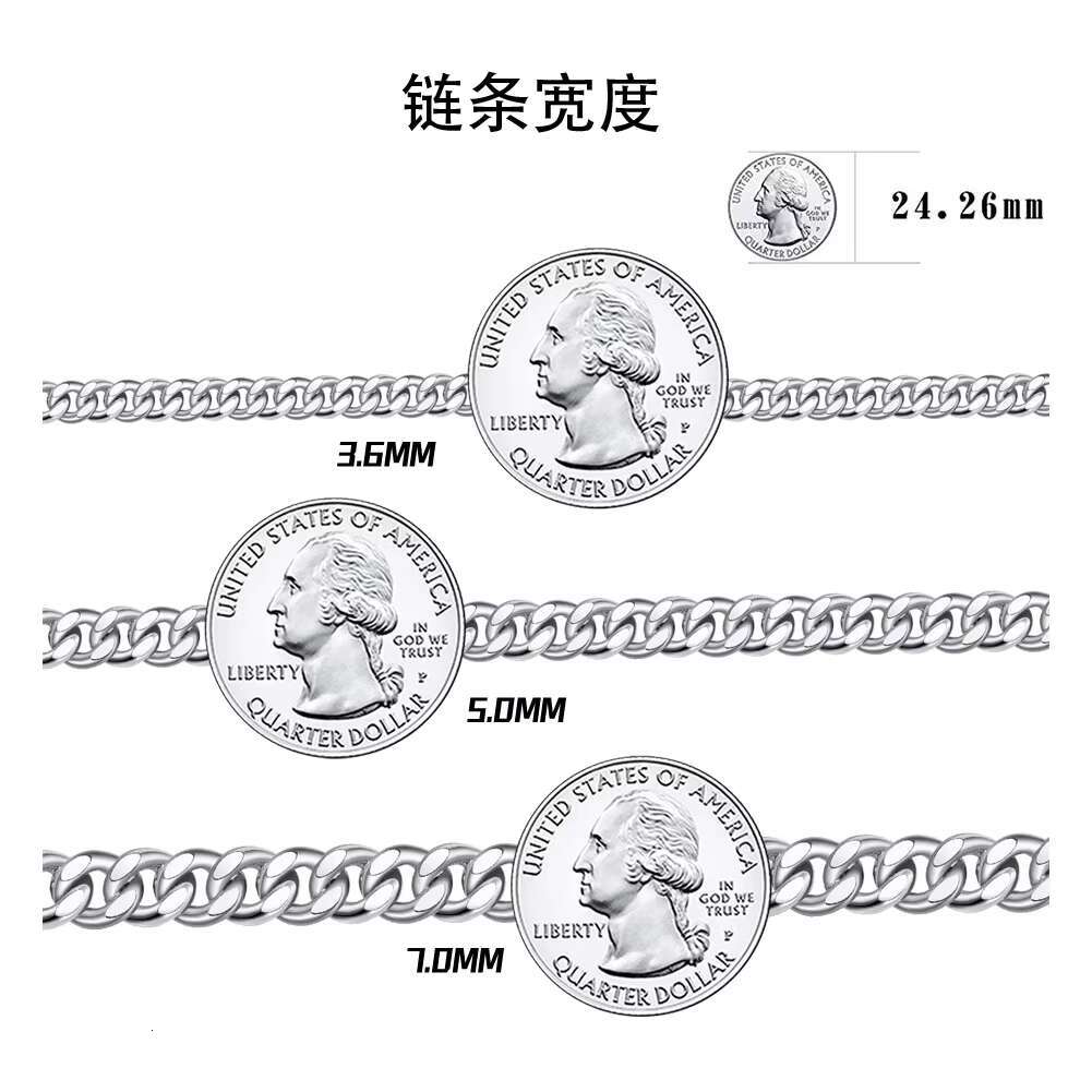 HIP HOP 3.6/5/7mm Width Diamond Cut Cuban Chain Necklace Sterling Silver 925 Chains for Men