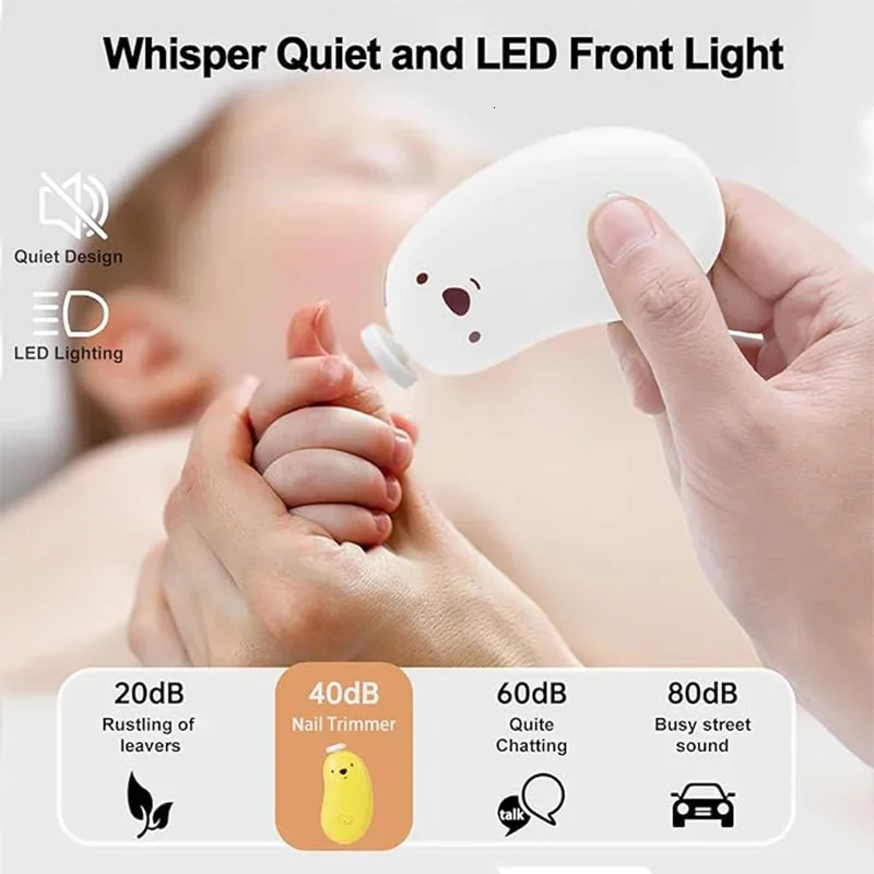 Baby Nail Trimmer Electric Rechargeable Clippers 6 in 1 Low Noise Safe Care Ergonomic Grip Toddler Toes Fingernails Polish Trim 250326