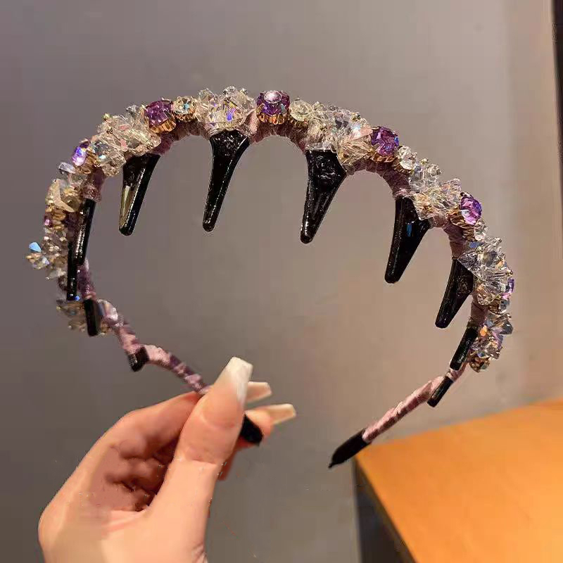Women's Party & Daily Use Non-Slip Teeth Hair Band with Artificial Crystals