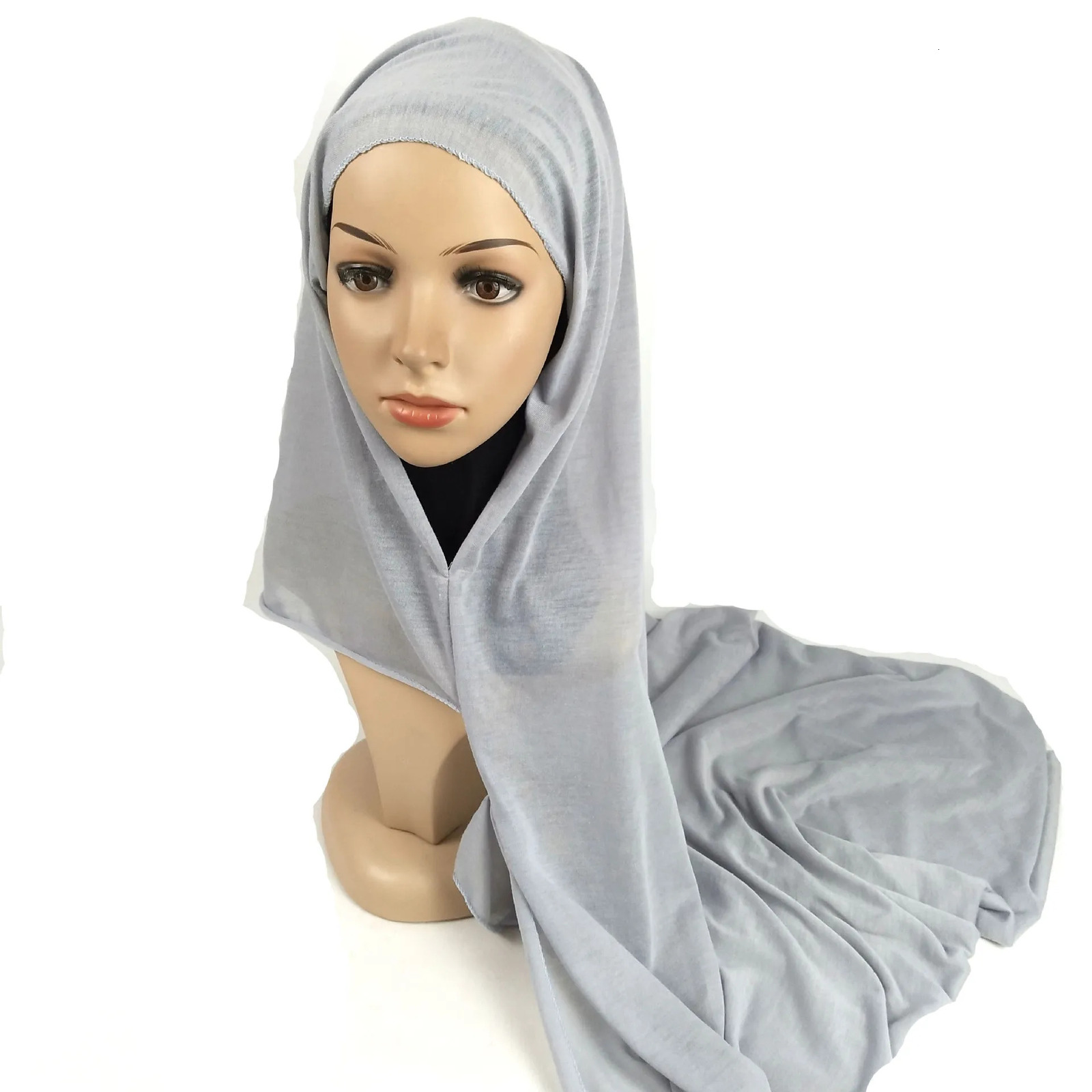 Double Loop Jersey Hijabs Instant Hijab Scarf Women Muslim Headscarf Cotton Shawls Islamic Bandana Turbans for Women Turban 250318