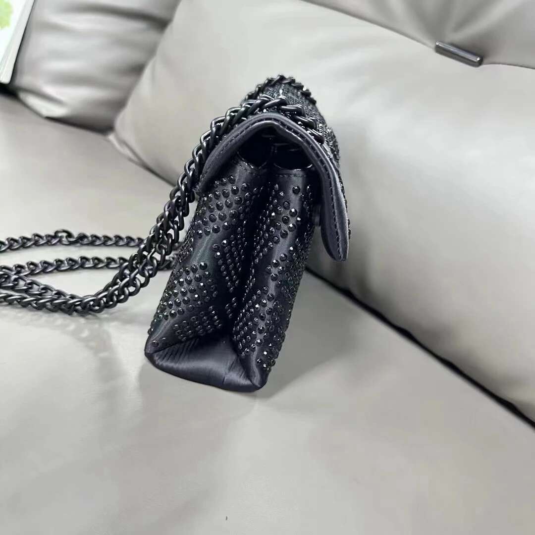 Brand Eagle Head Women Mini Crystal Crossbody Black Handbag Fashion Designer Flap Single Shoulder Chain Bag 2025 New