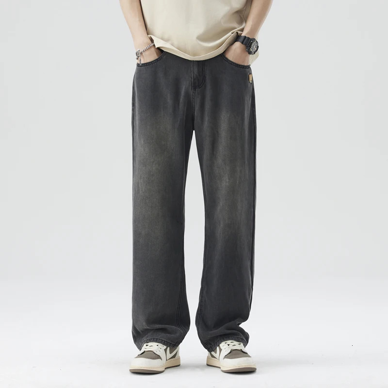 2025 SpringSummer Mens Retro Jeans Thin and Comfortable Lyocell Fabric Straight Soft Korean Fashion Casual Loose Denim Trouser 250326