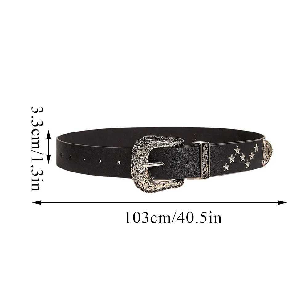 Vintage Star Rivet Belt Y2k Metal Buckle Brand Punk Rock Belt Gothic Pu Belt Womens Jeans Pants Decorative Accessories W250326