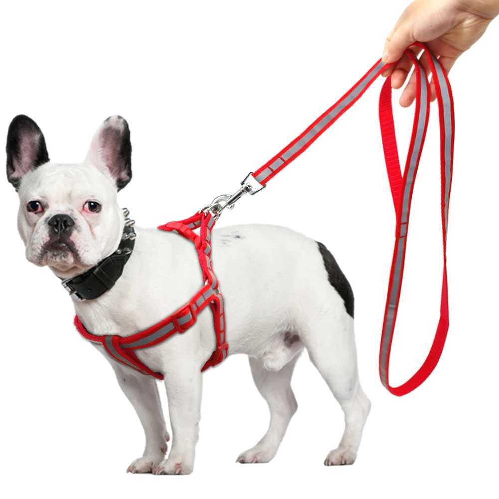 Reflective nylon dog harness and belt set suitable for small and medium-sized dogs puppy lead Chihuahua Yoki 7 colors X250326