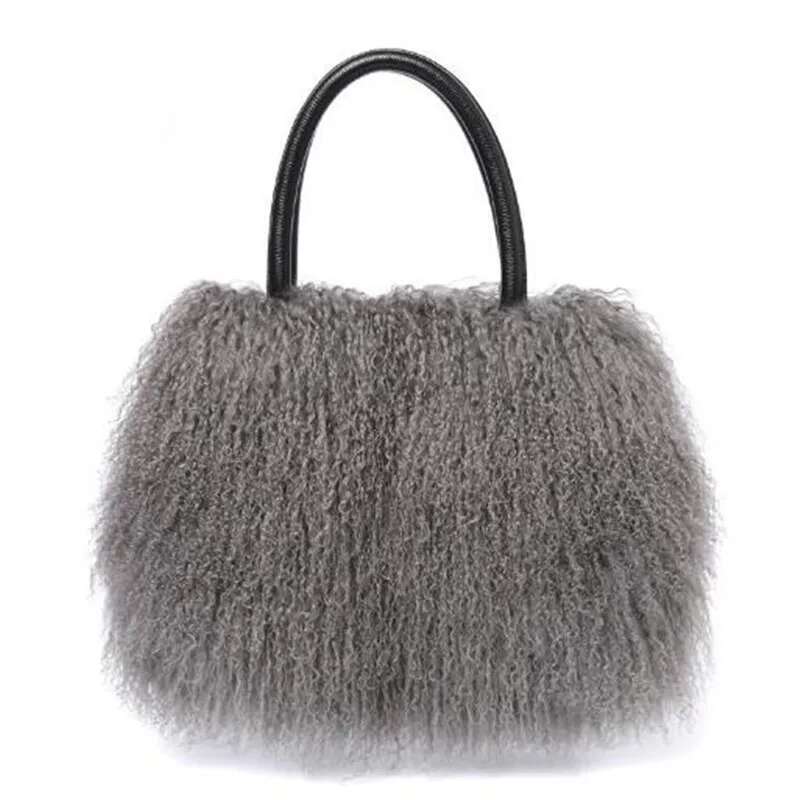 2025 Real Mongolian White Bags Australian Beach Wool Shoulder Ladies Tibet Lamb Fur Wrist Bag Large Capacity