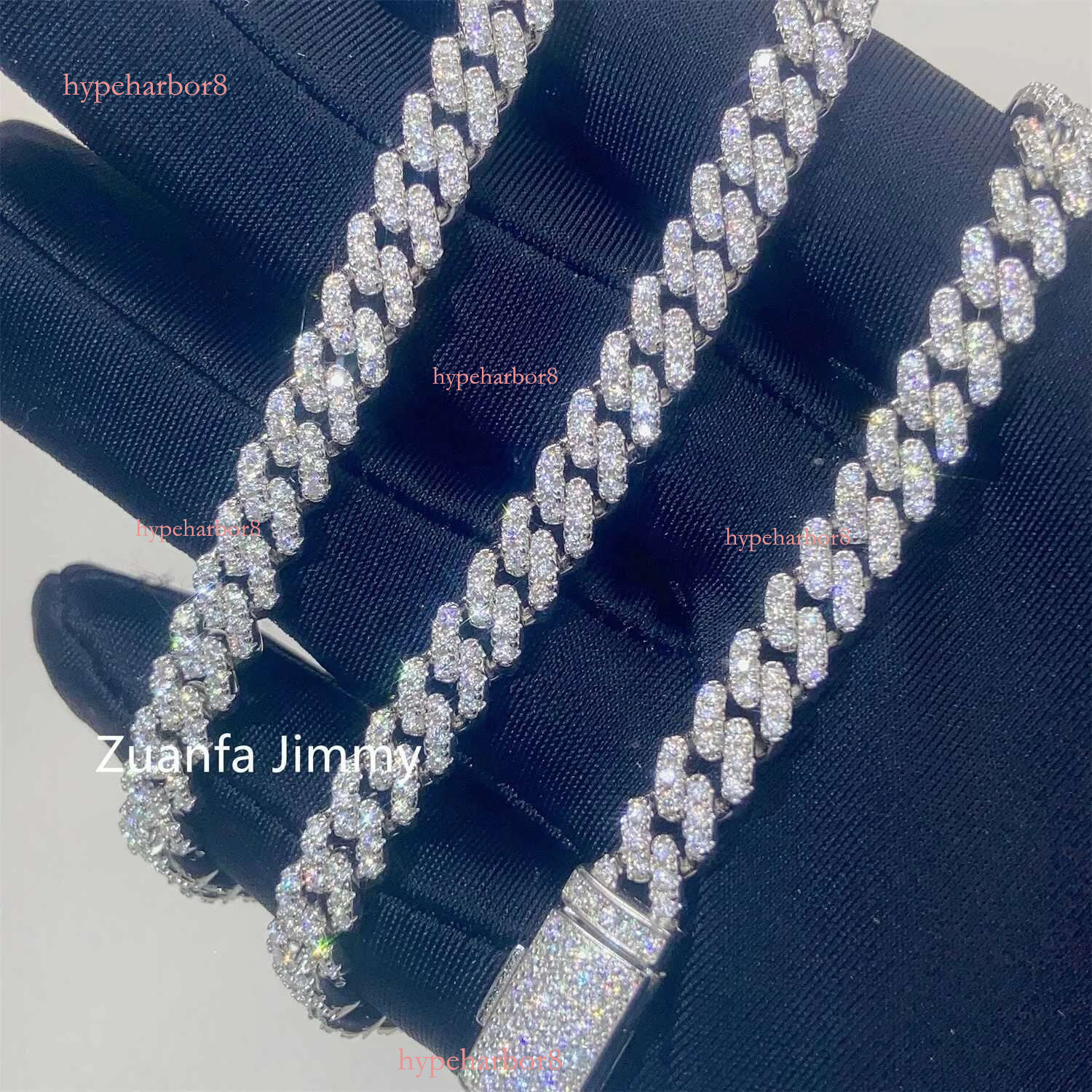 Pass Dia Tester Gra Certificates 6mm 8mm Width One Row Sterg Sier Vvs Moissanite Cuban k Chain Necklace