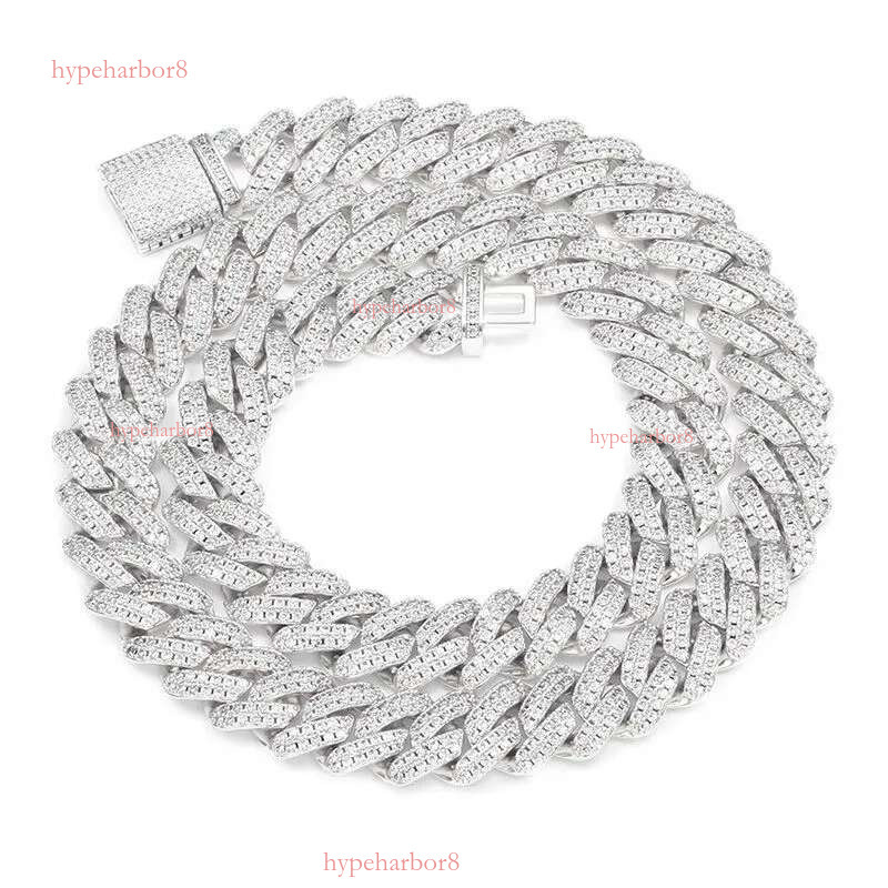 miami cuban k men 14MM wide 2 row dia prong iced out chain necklaces rapper hip hop jewelry designer necklace woman gift for girl