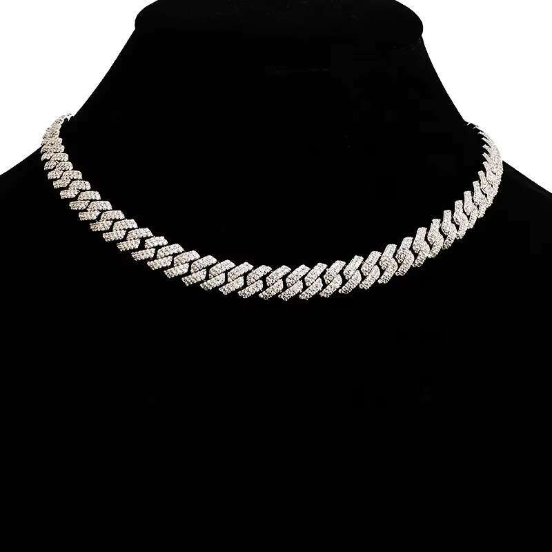 8mm Iced Out VVS Moissanite Cuban Link Chain Men and Women S925 Silver Hip Hop Jewelry Diamond Test Necklace