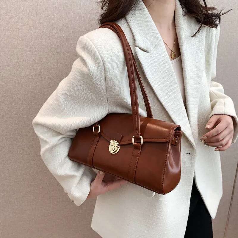 Solid Handbag For Women High Quality Leather Tote Bags 2023 Vintage Trend Shoulder Women's Underarm Bag