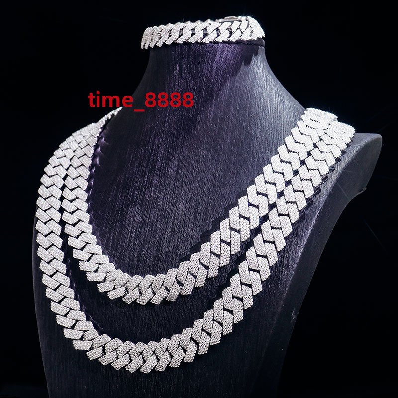 Wholesale Price Moissanite Cuban Chain Necklace 12mm Ready to Ship Sterling Silver Style for Men Style Gift Necklace