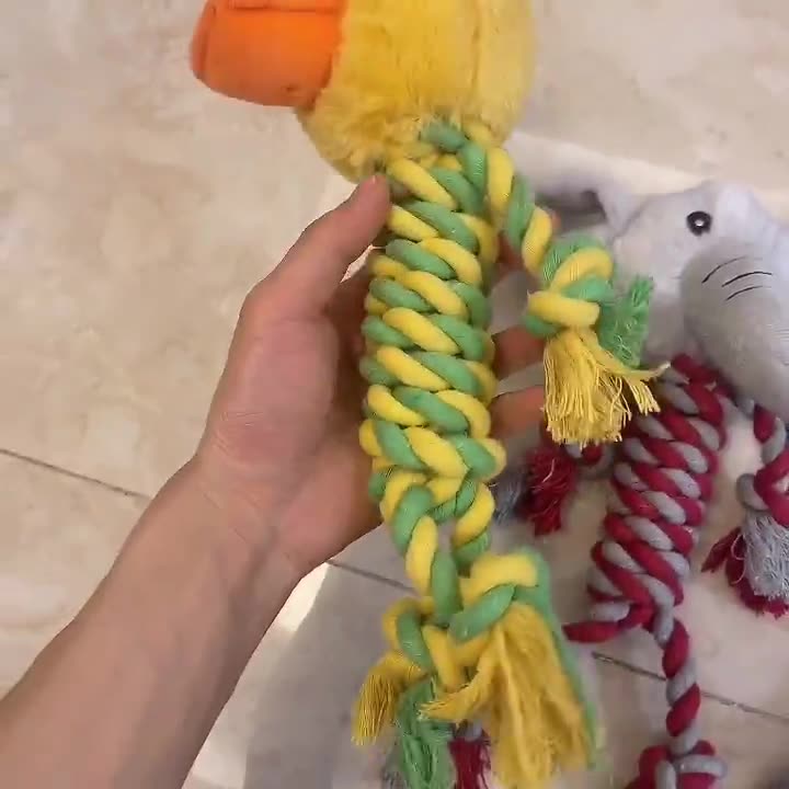 Small Dog Friendly Plush Squeaky Rope Toy Ideal for Interactive Play and Agile Skills Development