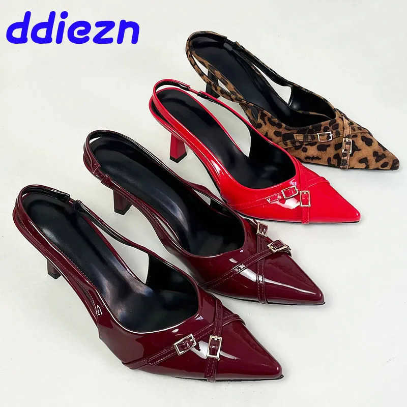 Big Size 43 Footwear Elegant Wen Thin H Pumps Shoes Fem Slides Fashion Pointed Toe Ladies High H Sandals Shoes Z250326