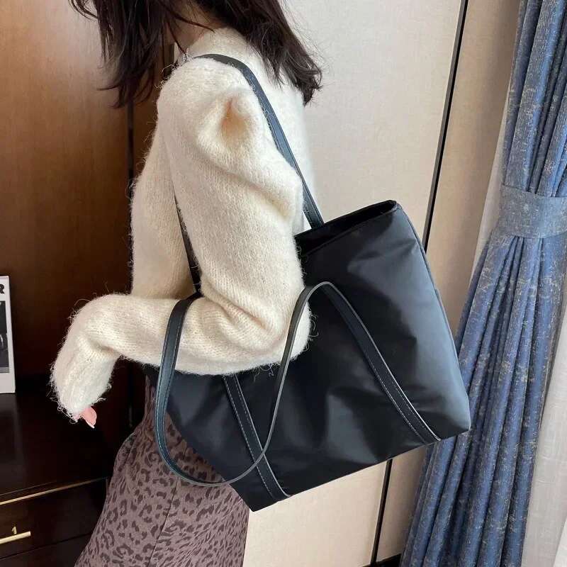 Simple Shoulder Oxford Top Handle Totes Female Large Capacity Shopping Street Zipper Bags for Women Handbag Tote Bag