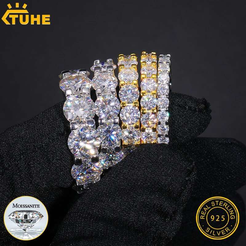 New Men Ring Luxury Moissanite Ring Silver 925 For Men Hip Hop Jewelry Sterling Silver Bling Gold Plated 18K