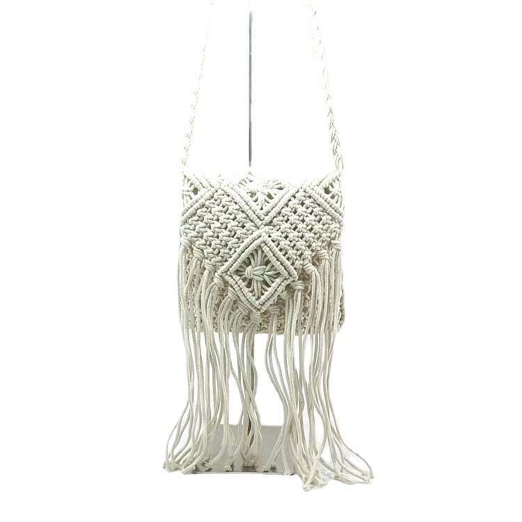 2022 Spring New Fresh Sweet Luggage Leather Stripe Flip Cotton and Hemp Tassel Women's Shoulder Bag