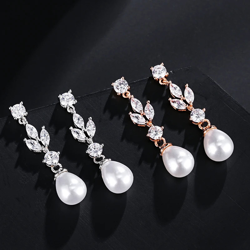 ZAKOL Pearl Bridal Jewelry Sets for Women Fashion Cubic Zirconia Earrings Necklace Set Bridal Wedding Accessories SP3367 250318