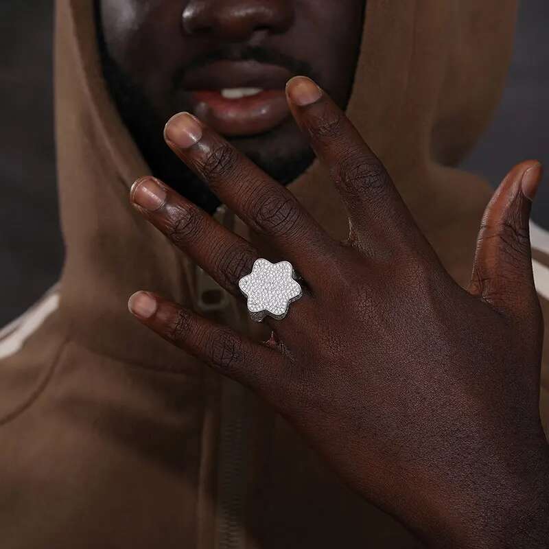 Top Quality Unisex Moissanite Rings For Men Hip Hop Jewelry Sterling Silver 925 Bling Gold Plated 18K White Rings