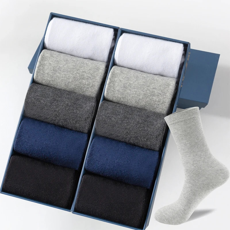 10 pairs of mens socks breathable cotton black and white business socks casual spring and summer suitable for men plus size EUR38-48 250321