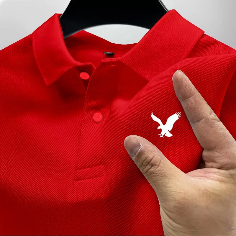 High end mens 100 cotton short sleeved polo shirt summer Korean fashion printed Tshirt business casual clothing 250326