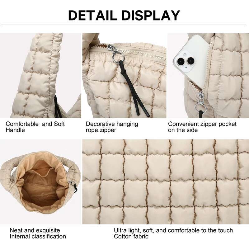 2025 Trend Crossbody For Women Quilted Shoulder Bag Lightweight Padding Cotton Puffy Handbag Hobo
