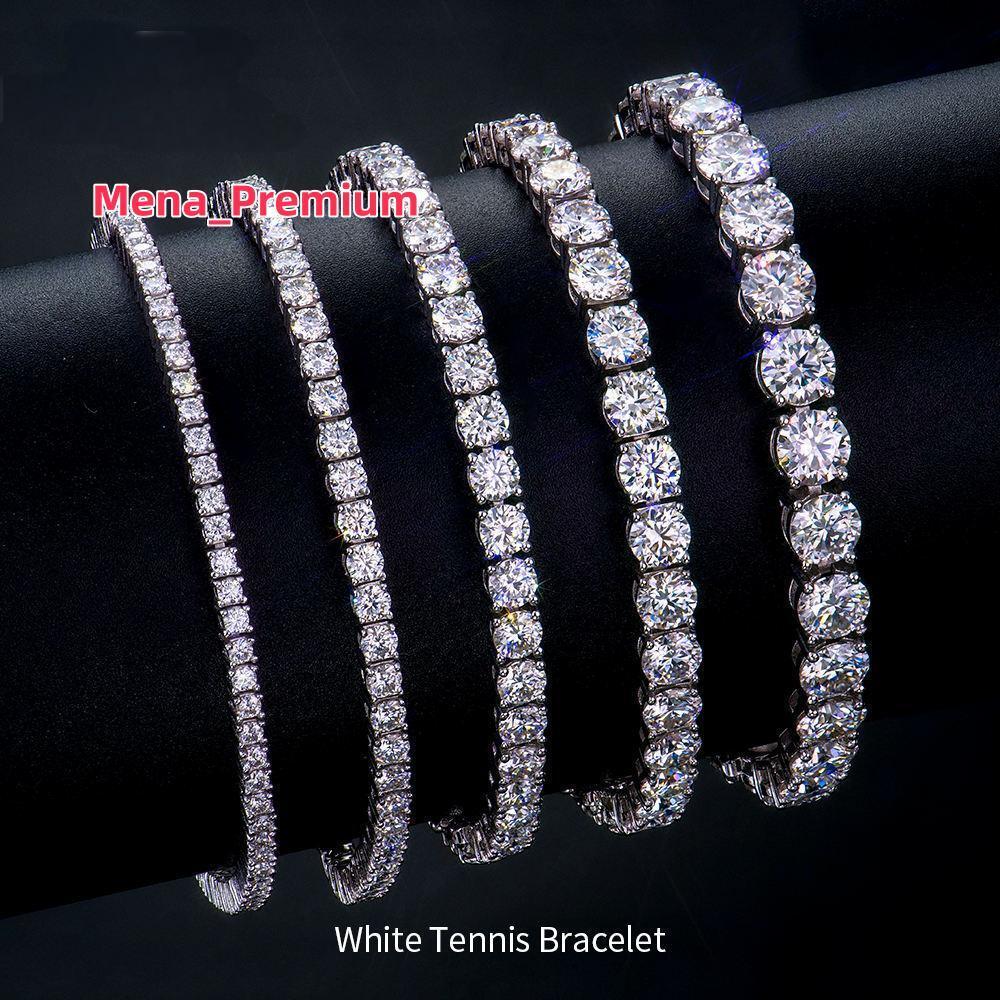US Fine Jewelry Sterling S925 Silver 4mm Secure Clasp Chain Iced Out Custom VVS Moissanite Diamond Tennis Women Bracelet Men