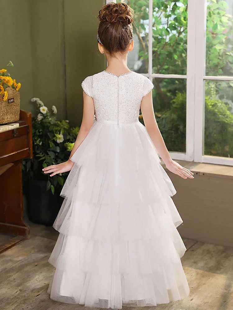 Elegant white flower girl dress sheer and fluffy communication dress online bridal dress girls birthday gift customized wedding dress W250326
