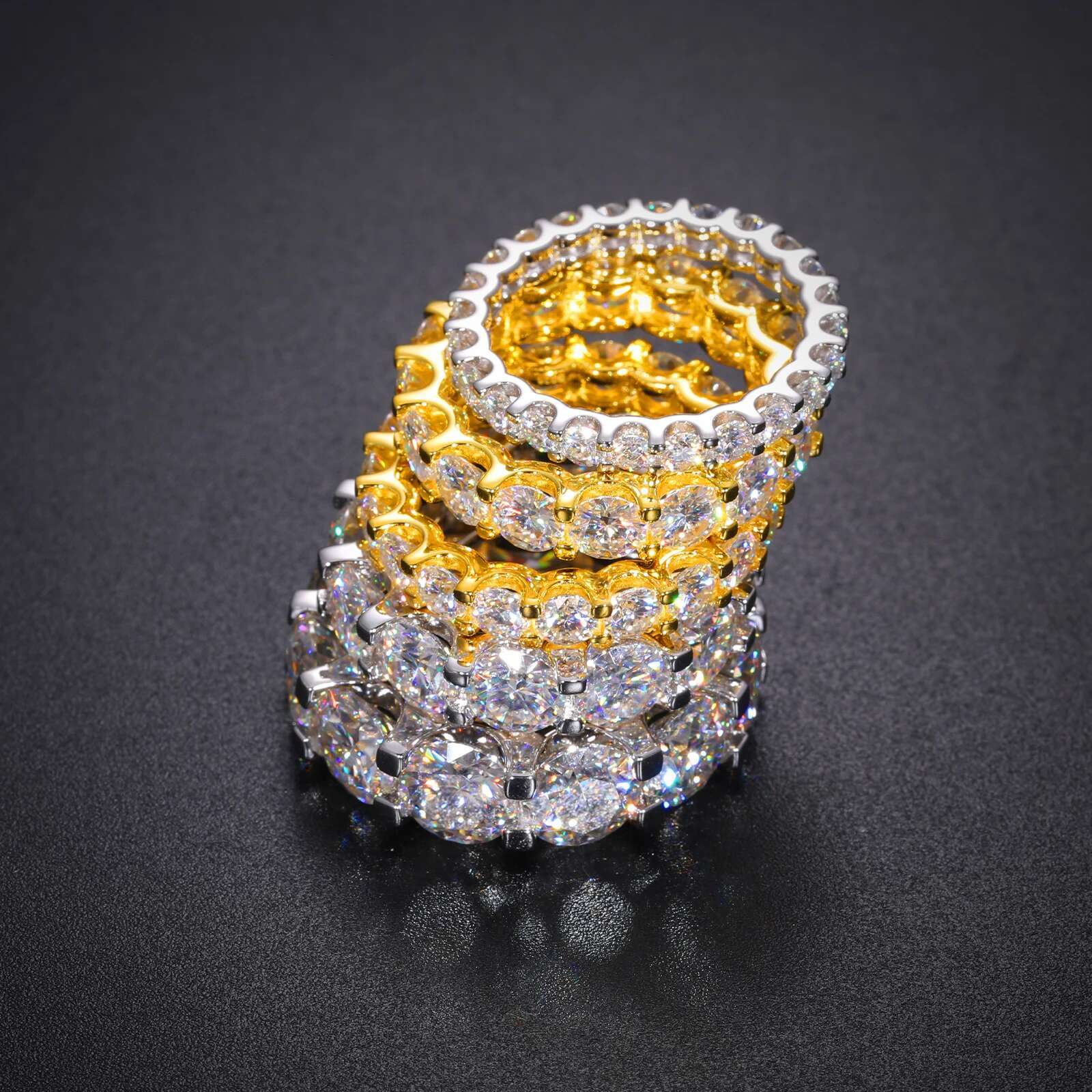 New Men Ring Luxury Moissanite Ring Silver 925 For Men Hip Hop Jewelry Sterling Silver Bling Gold Plated 18K