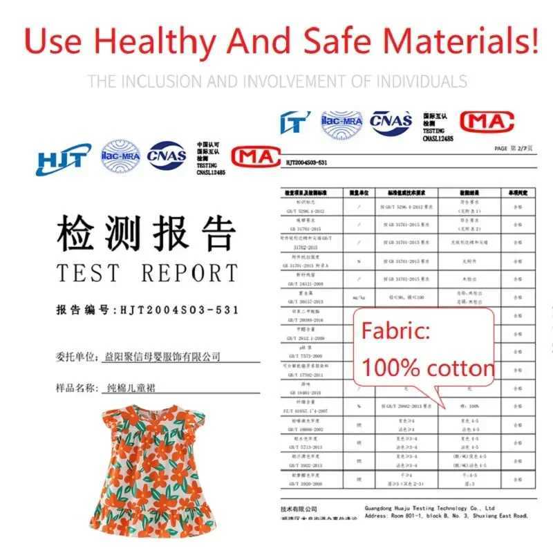 Girl Dresses100% Cotton Childrens Clothing Summer Kids Clothes Girls For Princess Fashion Outfit Flower Pattern Beach Dresses W250326