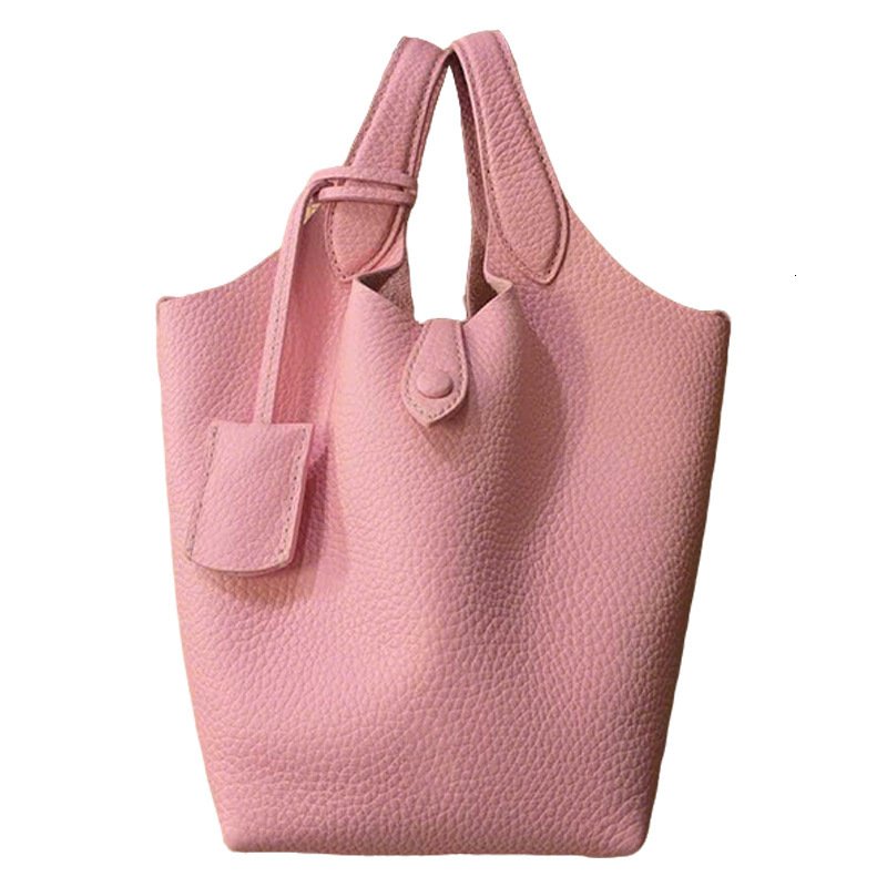 2025 New Candy Color Macaron Women's Cabbage Basket Minimalist Style Handheld Water Bucket Bun Mother Bag Mini