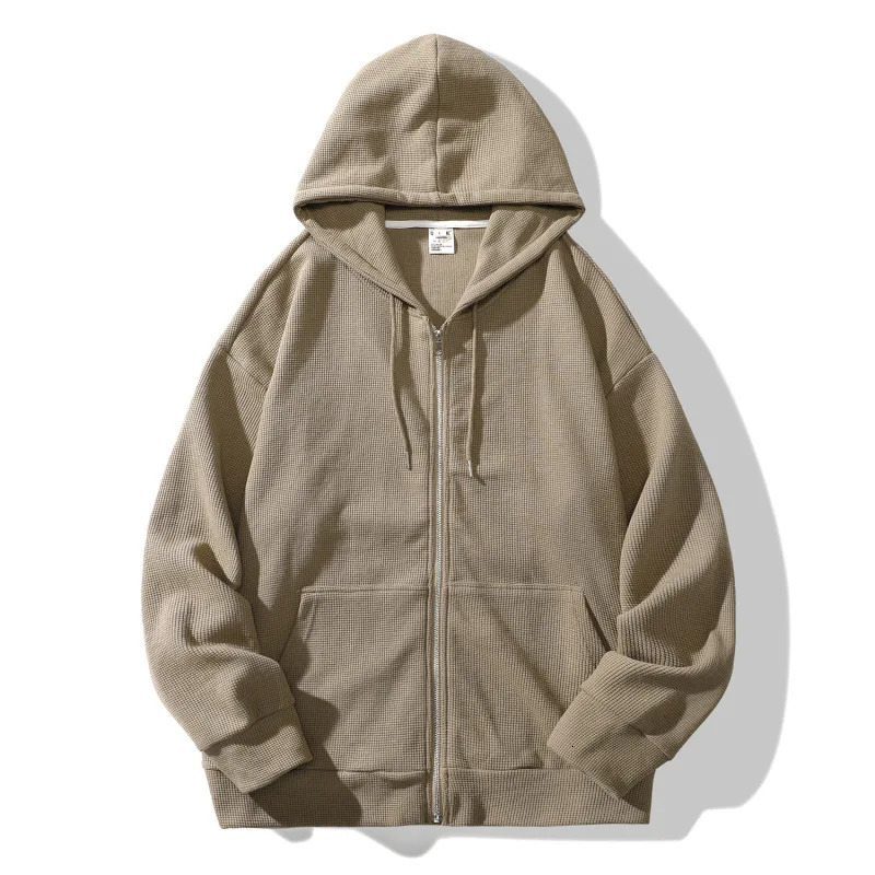 Chinese fashion simple solid color cardigan mens automatic fashion high street loose fashion hoodie 250324