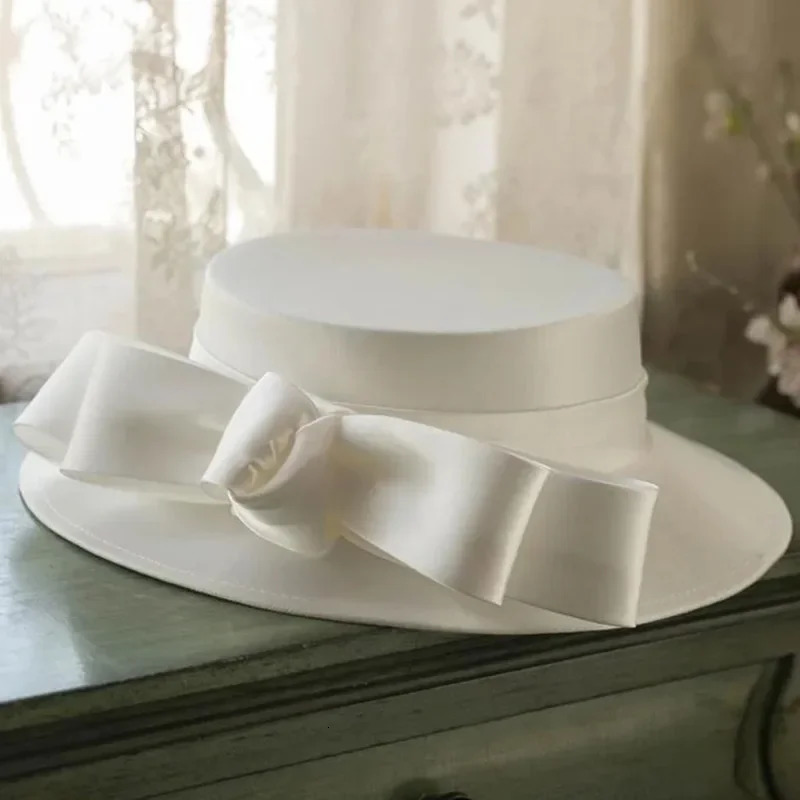 Women Large Brim Sinamay Fascinator Hat Cocktail Wedding Party Church Headpiece Fashion Headwear Formal Flower Hair Accessories 250325