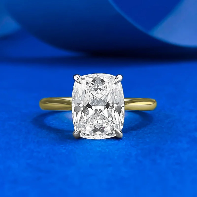 2025 Cushion Cut 3ct Lab Diamond Ring 925 Sterling Silver Party Wedding Band Rings for Women Bridal Engagement Jewelry 250325