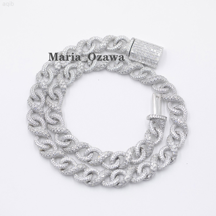 with Gra Customized Fashion Chain Gold Plated Sterling Silver Vvs Moissanite Diamond Iced Out Cuban Chain Links for Rapper Gift