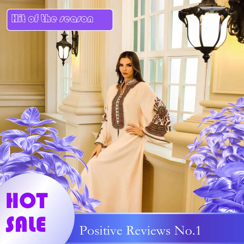 Dongdumaoyi Midden Oosten Moslim Touw Borduren Abaya Dameskleding Dubai Turkijeabaya Dames Luxe Avondjurk W