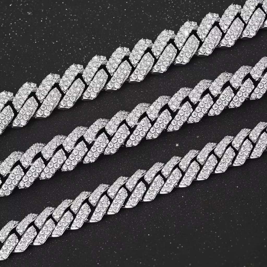 Linyin 925 Silver Classic Trapezoidal Gold-plated Moissanite Cuban Necklace Stylish and Eye-catching