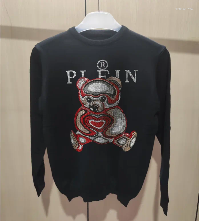Men's Sweaters Designer Luxury Brand Knit Pullover Rhinestone Sweater Winter British Business Fashion Trend Plush Thicken Menswear