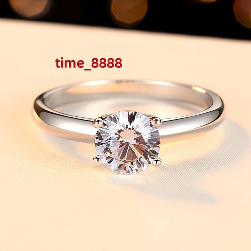 Custom Silver Jewelry Rhodium Plated D Color 1ct Moissnaite Diamond GRA 925 Sterling Silver Women Rings