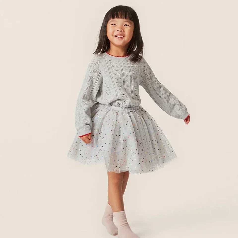 New 2024 KS Childrens Cat Net Dress Christmas Girl Love Glitter Dress Baby Cute Skiing Children Voile Princess Dress Carnival Par W250326