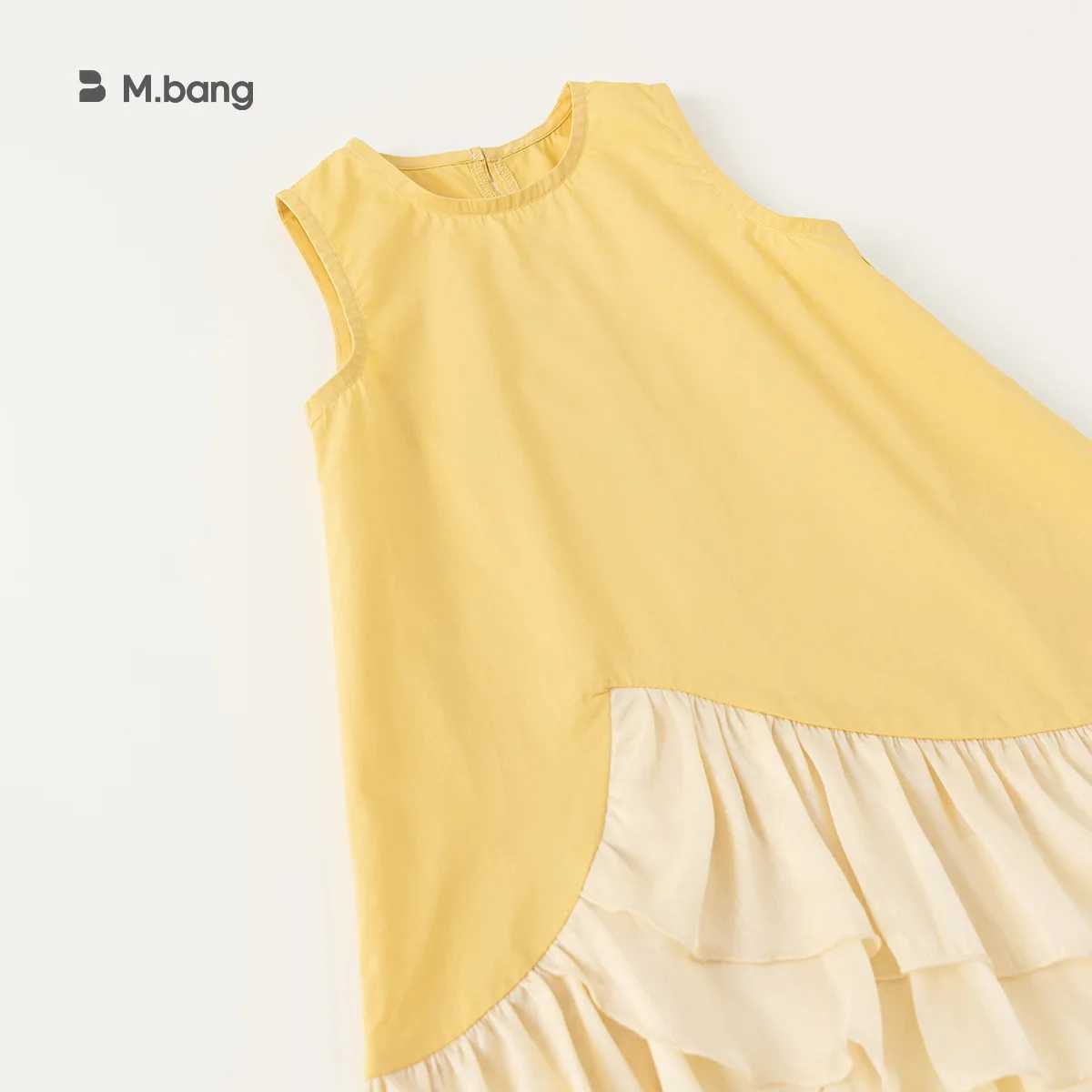 Summer girls dress with large hem patch work clothes sleeveless round neck knee length Korean childrens girls dress toddler girls dress W250326