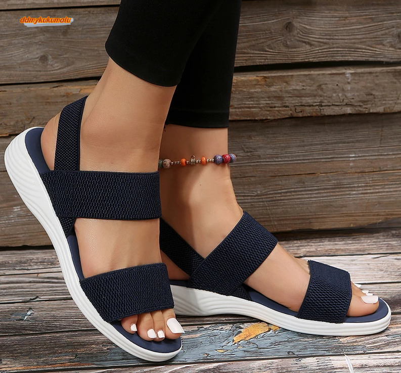Women Summer Fashion Mesh Casual Fish Mouth Sports Flying Woven Flat Shoes Sandals ddmykukumalu