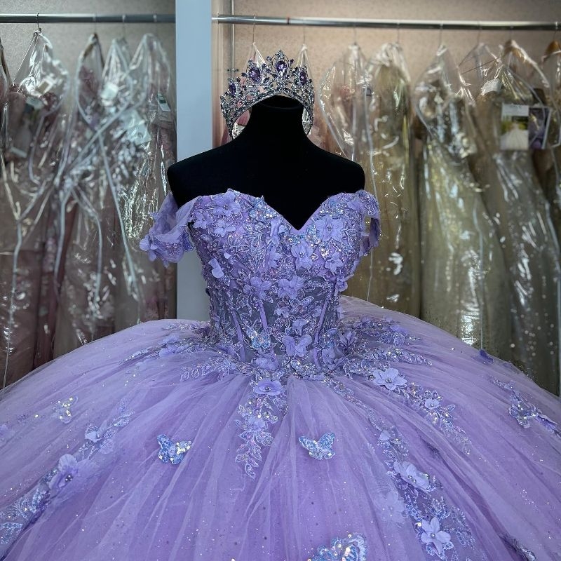 Lilac Quinceanera Dresses 2025 Princess Sweet 16 Years Girl Birthday Party Dress Appliques 3D Flower Bow Corset vestidos de 15 anos