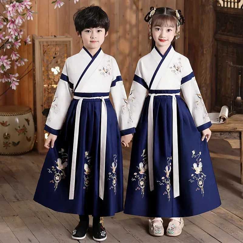 Chinese New Year girls dresses Hanfu stage childrens clothing girls casual clothing baby clothing boys role-playing childrens clothing vests W250326