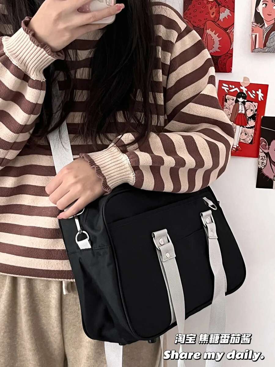 Japanese All-Match Simple Girl JK Uniform Trend Lolita Commuter Portable Bags Campus Handbill Shoulder Crossbody Bag