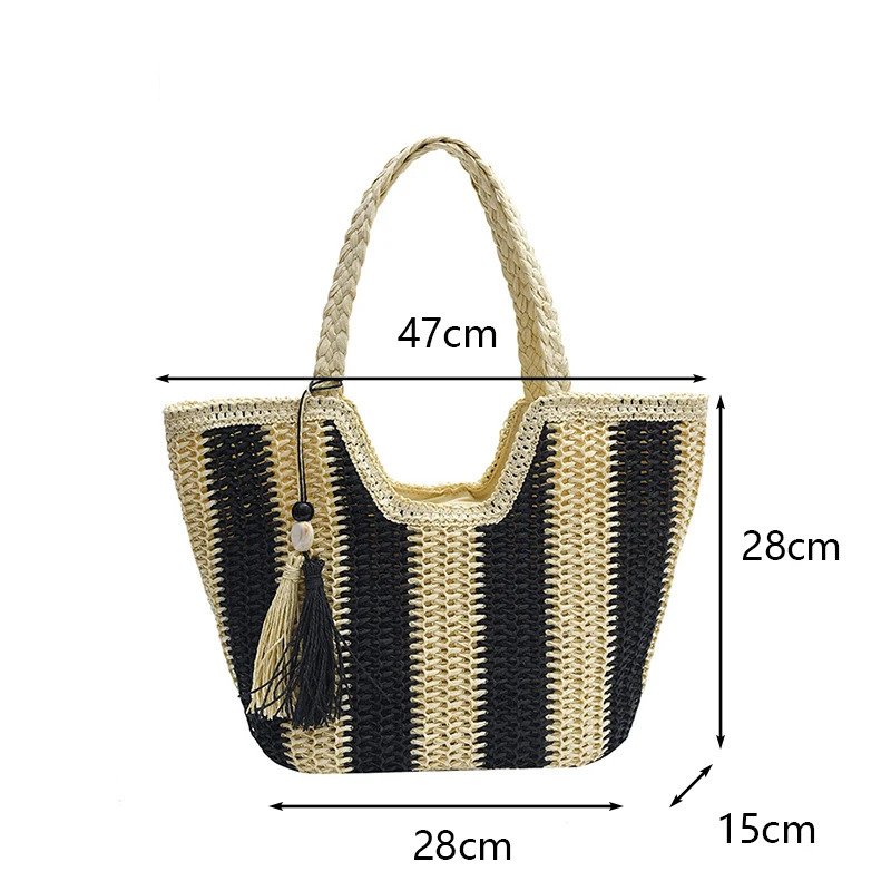 Summer Single Shoulder Commuting Woven Bag Large Capacity Beach Bag Leisure Grass Woven Bag For Women 250325