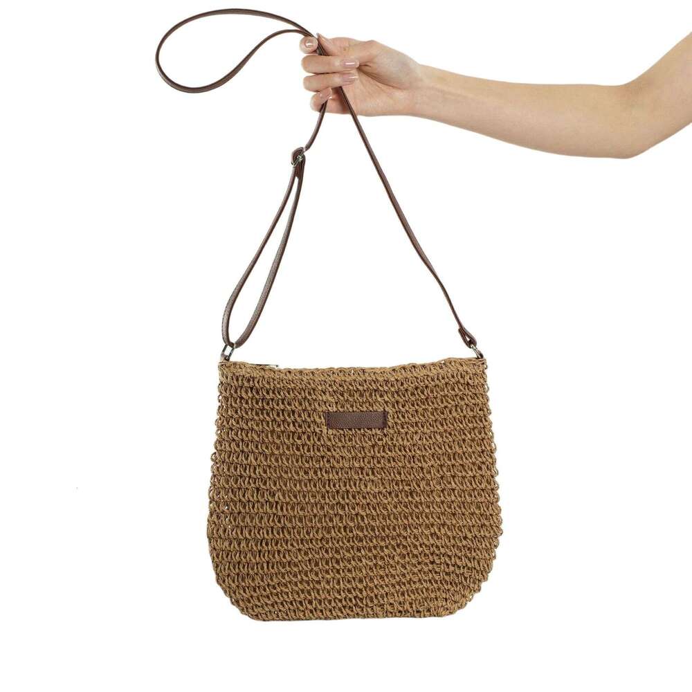 Handmade straw woven casual versatile trendy and minimalist small leather brand crossbody bag