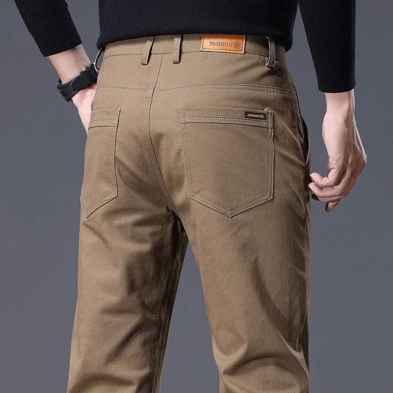 Autumn 97 pure cotton mens pants Korean fashion slim straight three person soft and comfortable elastic casual solid color 250326