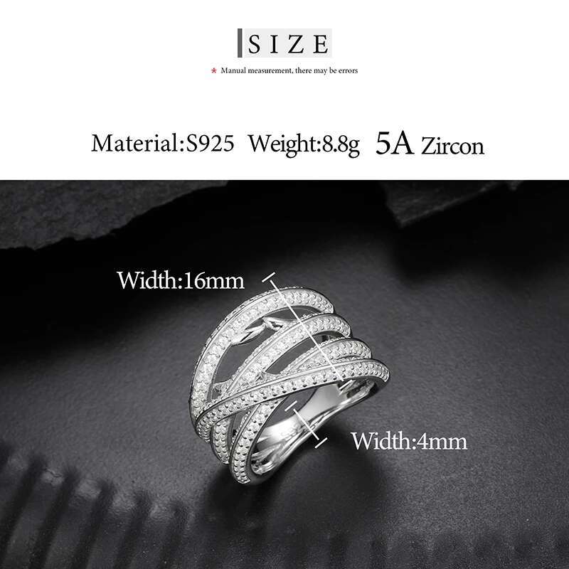 TUHE Unisex 925 Silver Ring Moissanite Woman Hip Hop Jewelry