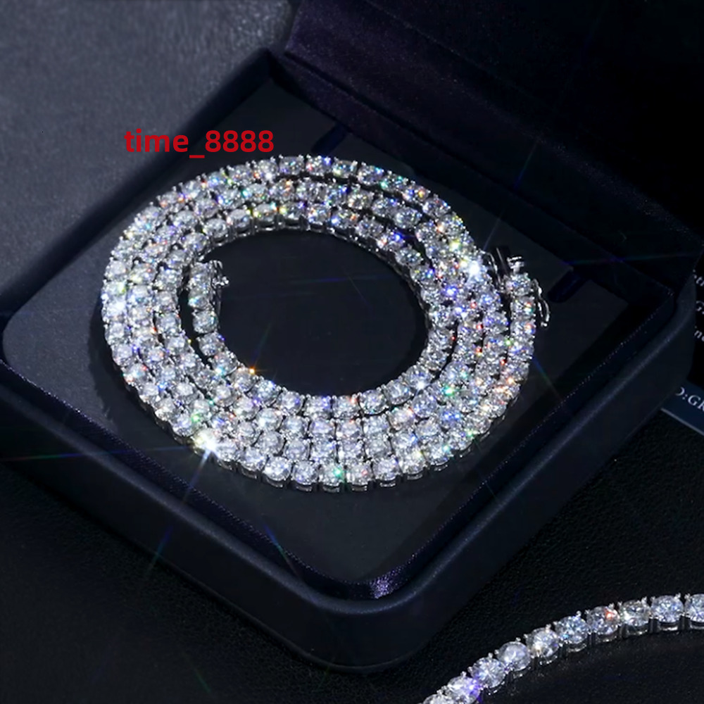 Luxury 3mm Moissanite Chain Necklace 925 Sterling Silver Durable Shining Bridal Gifts 4mm 2mm Women Men Gra VVS Tennis Jewelry