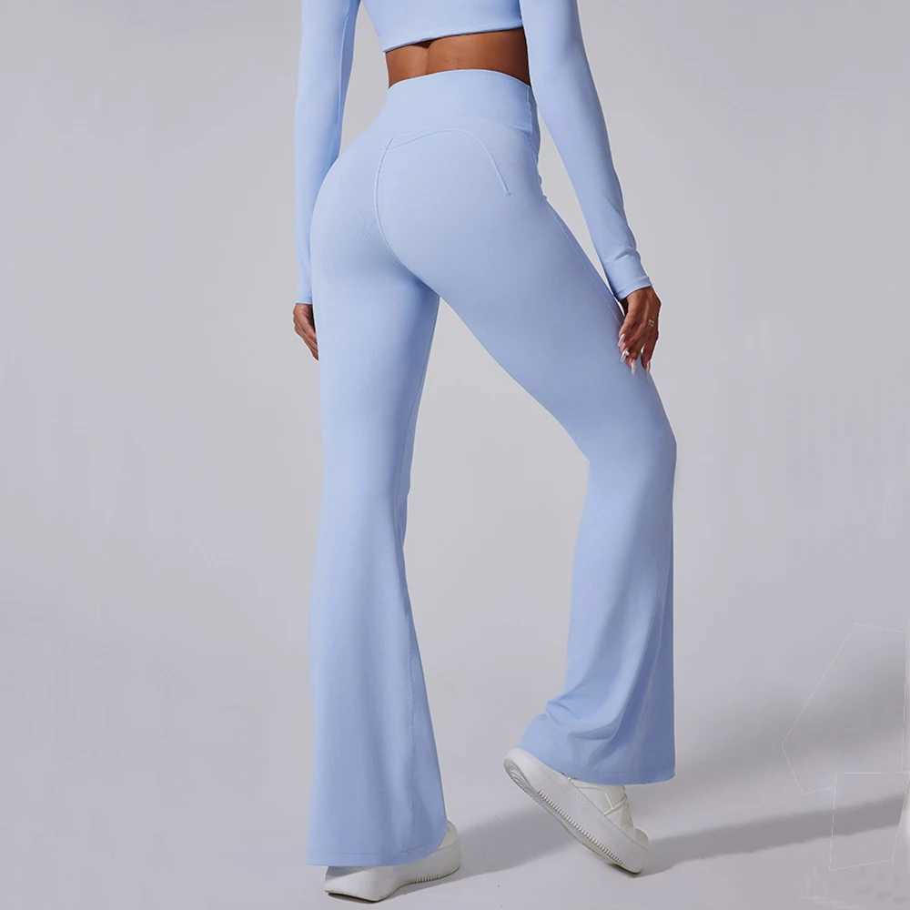 Womens high waisted Flared Legging gym fitness yoga pants exercise running sports legs womens control abdomen yoga wide leg pants W250326