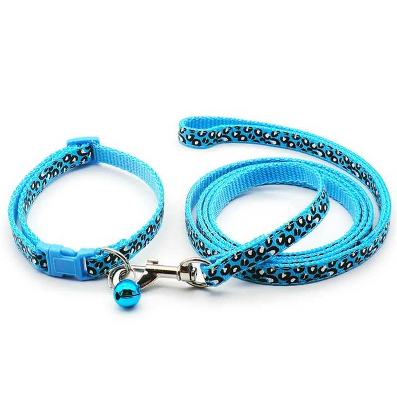 New pet leash and collar set with cute leopard print small cat and dog collars dog walking vest pet supplies X250326